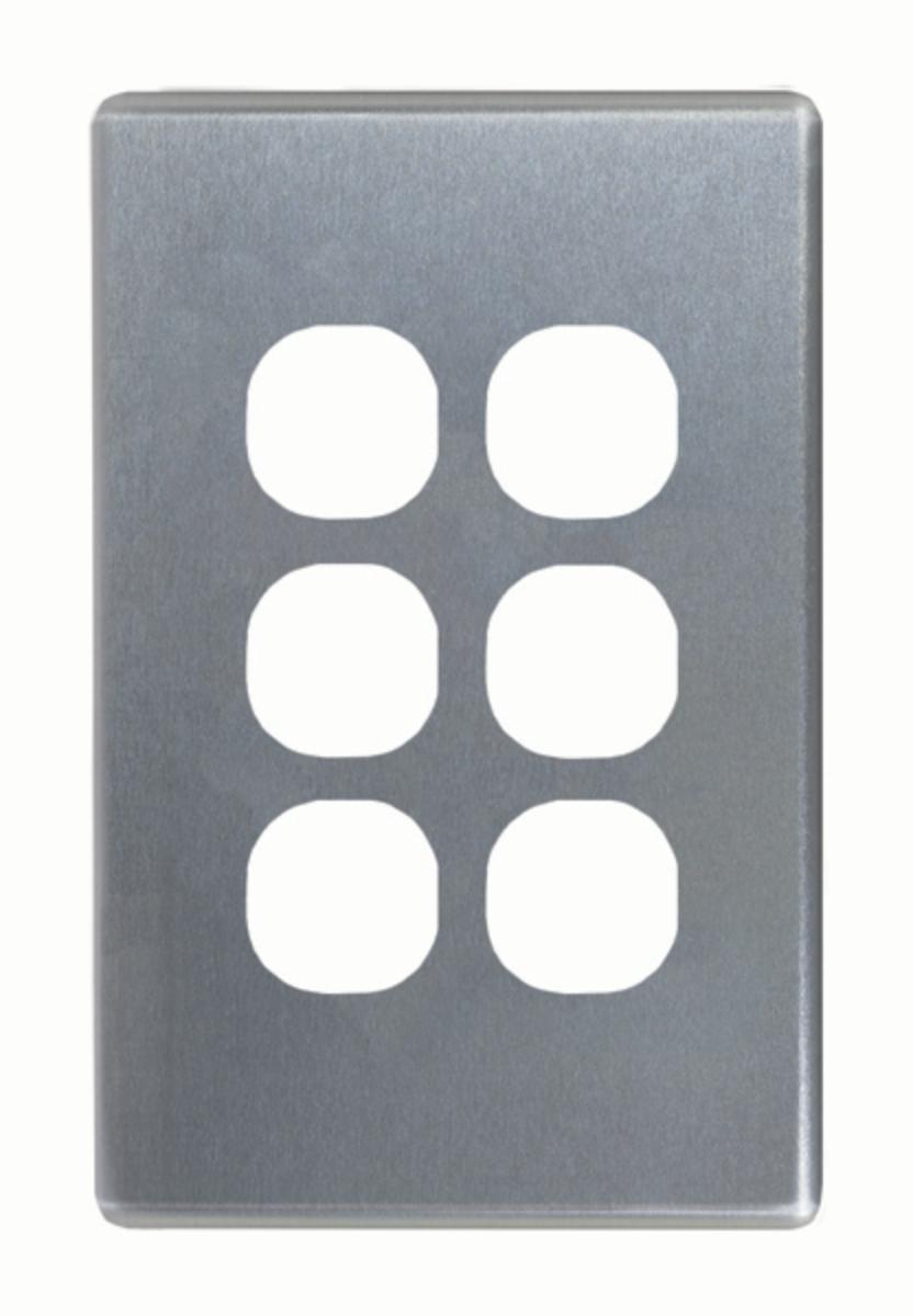 FLAT CAT SWITCH COVER VERT 6G BRUSH ALUM