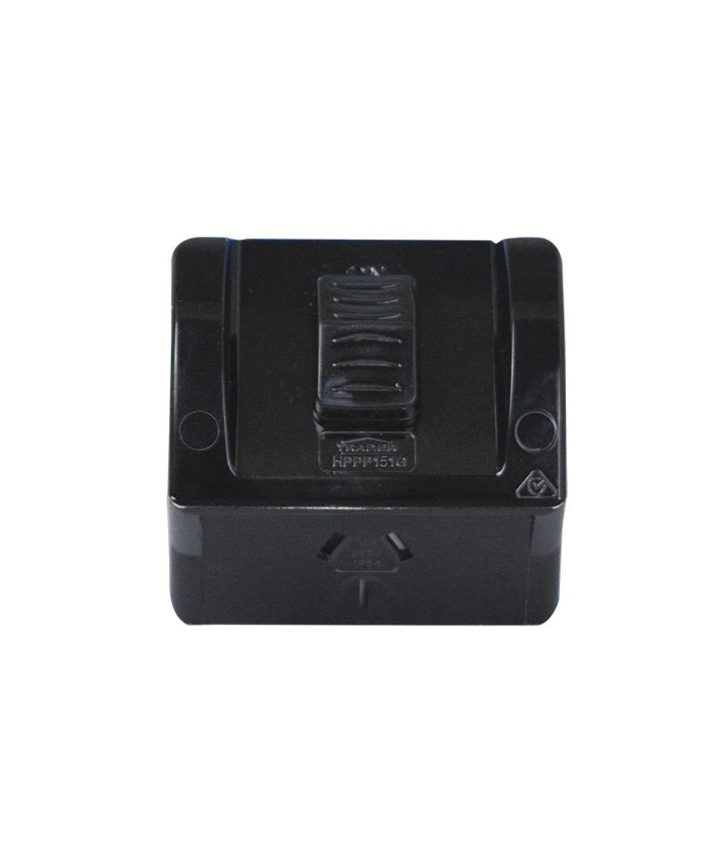 WPROOF GPO IP54 15A 250V BLACK