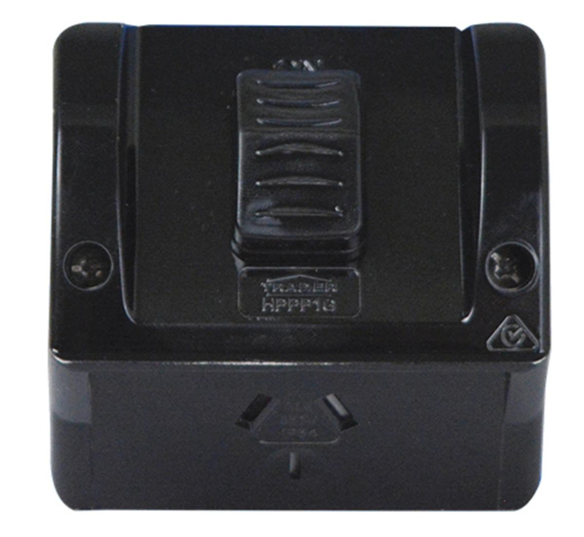 HIPPO SINGLE W/P GPO IP54 10A BLACK