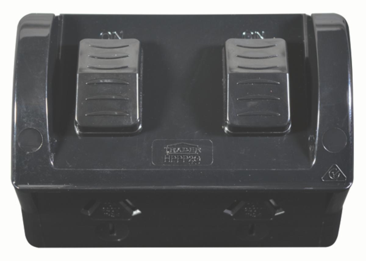 HIPPO DOUBLE W/P GPO IP54 10A BLACK