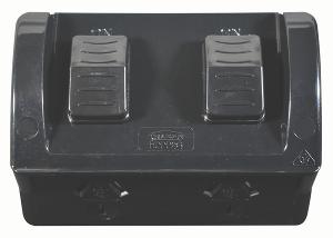 HIPPO DOUBLE W/P GPO IP54 10A BLACK HIPPO DOUBLE W/P GPO IP54 10A BLACK