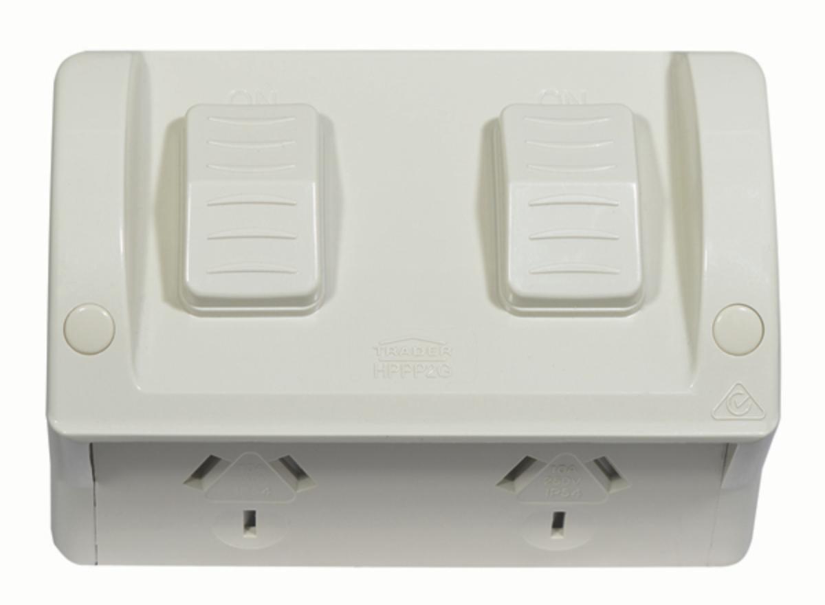 HIPPO DBL W/P GPO SHALLOW IP54 10A GREY