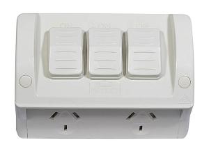 HIPPO DBL W/P GPO + EXT SW IP54 10A GREY HIPPO DBL W/P GPO + EXT SW IP54 10A GREY