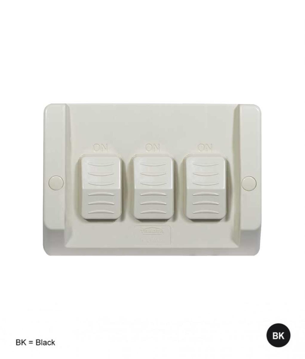 W/P SWITCH TRPL IP66 16AX20A 250V LG B/B