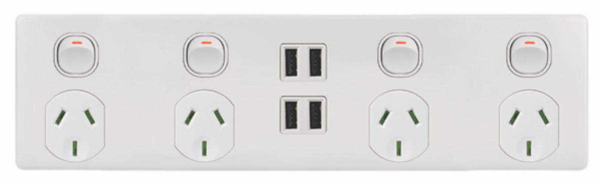 PUMA QUAD GPO + 4X3.1A USB 10A D/P M/W