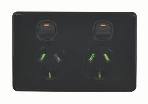 PUMA DOUBLE GPO 15A HORIZ BLACK PUMA DOUBLE GPO 15A HORIZ BLACK