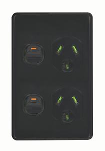 PUMA DOUBLE GPO 10A VERTICAL BLACK PUMA DOUBLE GPO 10A VERTICAL BLACK