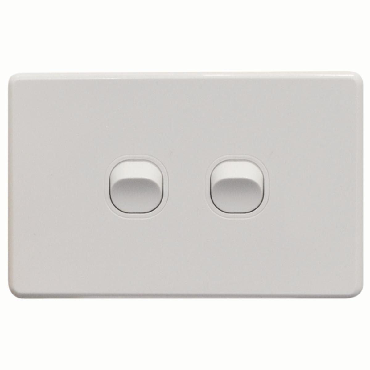 THRIFTEE SWITCH HORIZ 2GANG 10AX WHITE