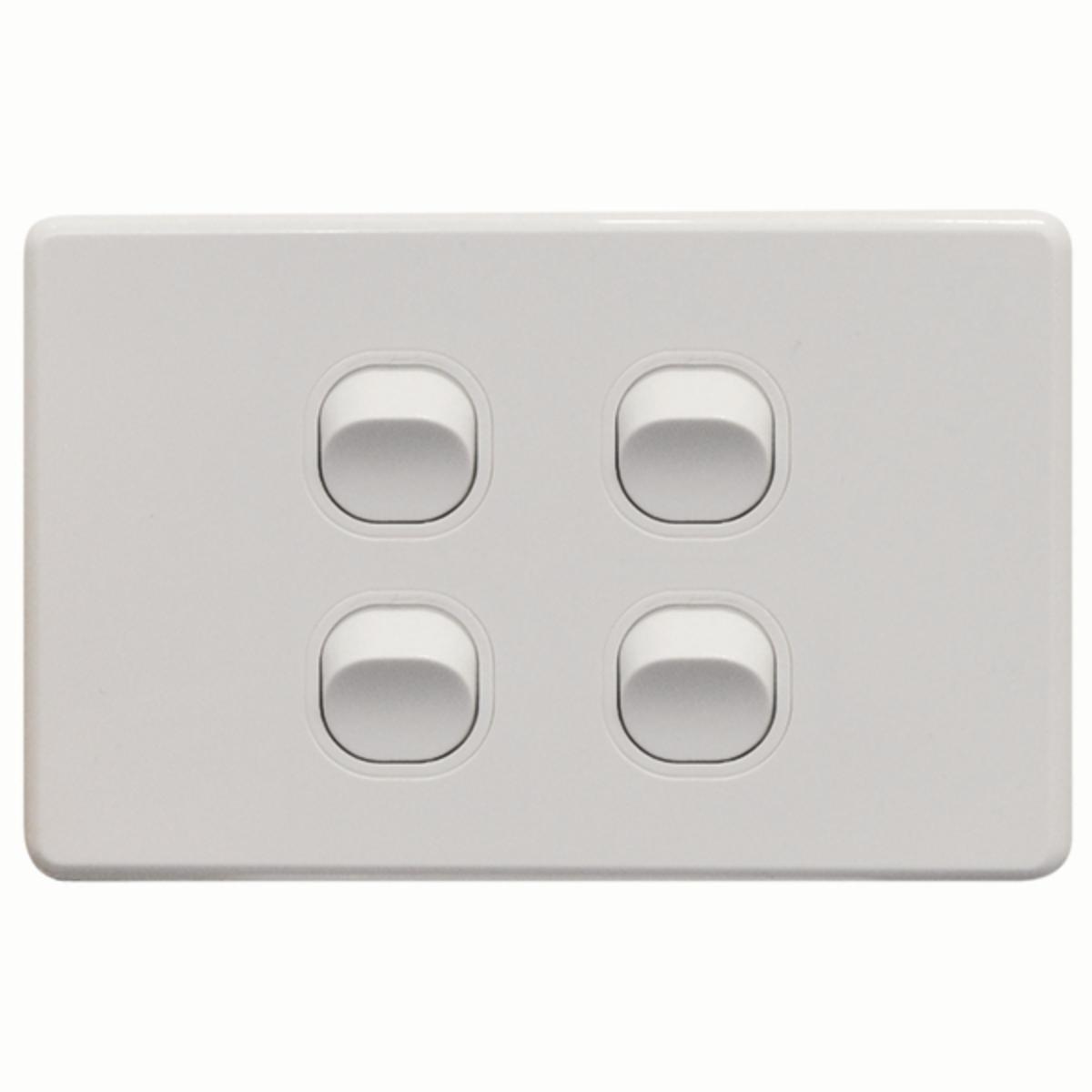 THRIFTEE SWITCH HORIZ 4GANG 10AX WHITE