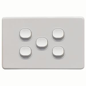 THRIFTEE SWITCH HORIZ 5GANG 10AX WHITE THRIFTEE SWITCH HORIZ 5GANG 10AX WHITE