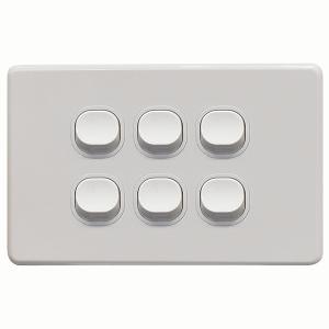 THRIFTEE SWITCH HORIZ 6GANG 10AX WHITE THRIFTEE SWITCH HORIZ 6GANG 10AX WHITE