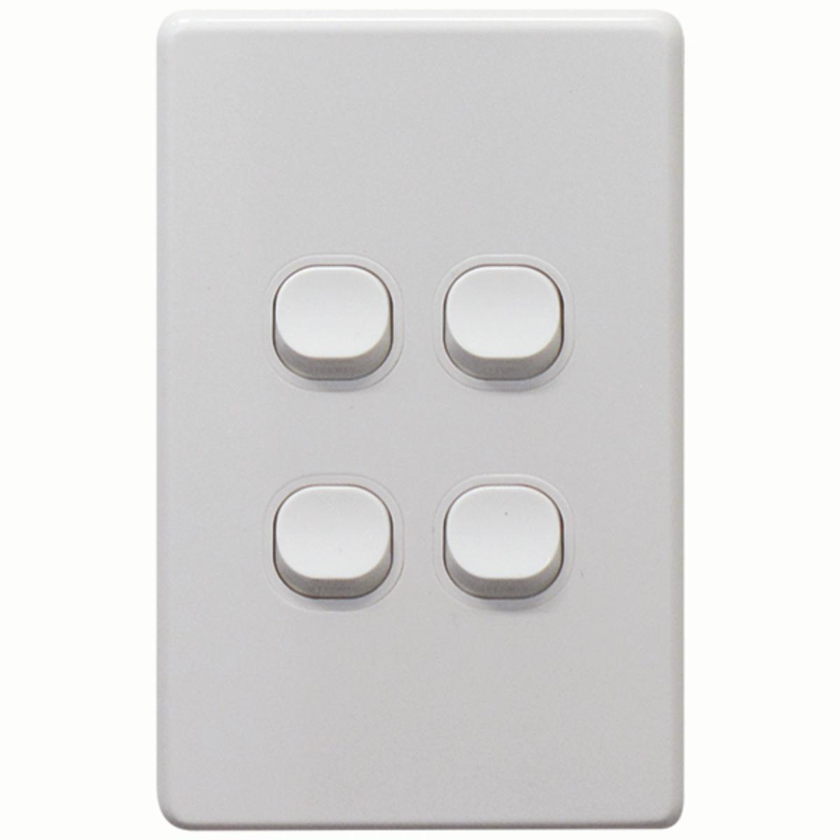 THRIFTEE SWITCH VERT 4GANG 10AX WHITE