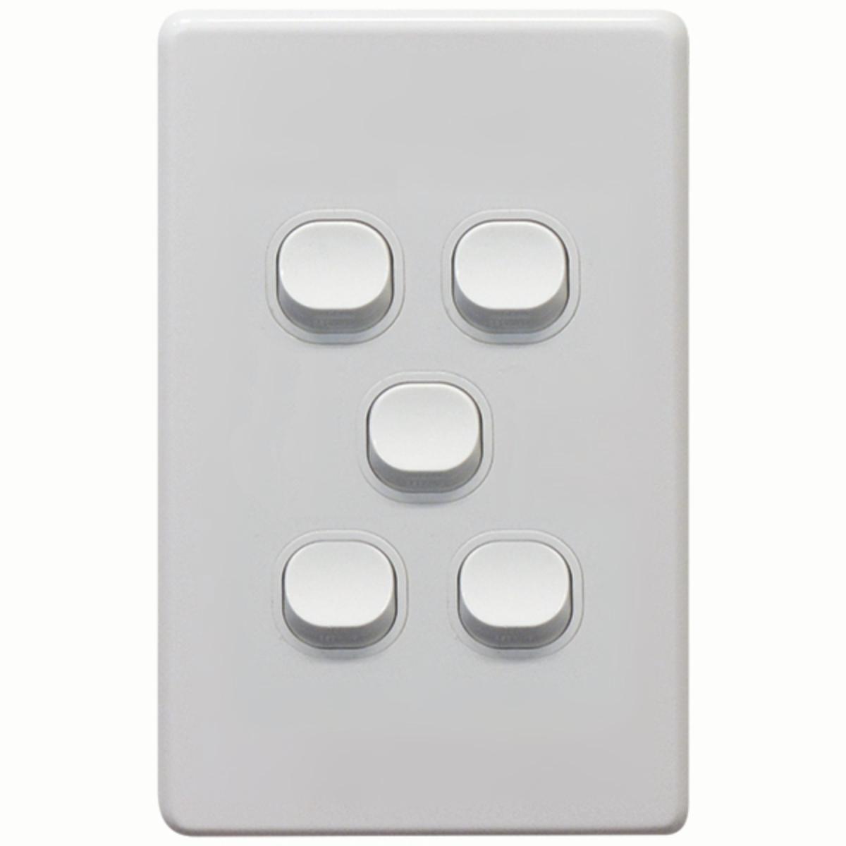 THRIFTEE SWITCH VERT 5GANG 10AX WHITE