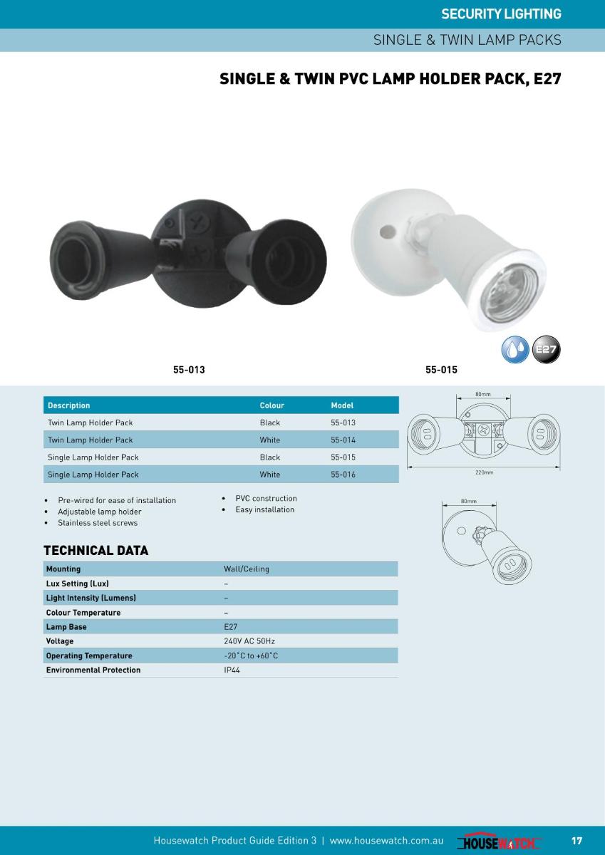 SPOTLIGHT TWIN HEAD LAMPHOLDER ES E27 WH