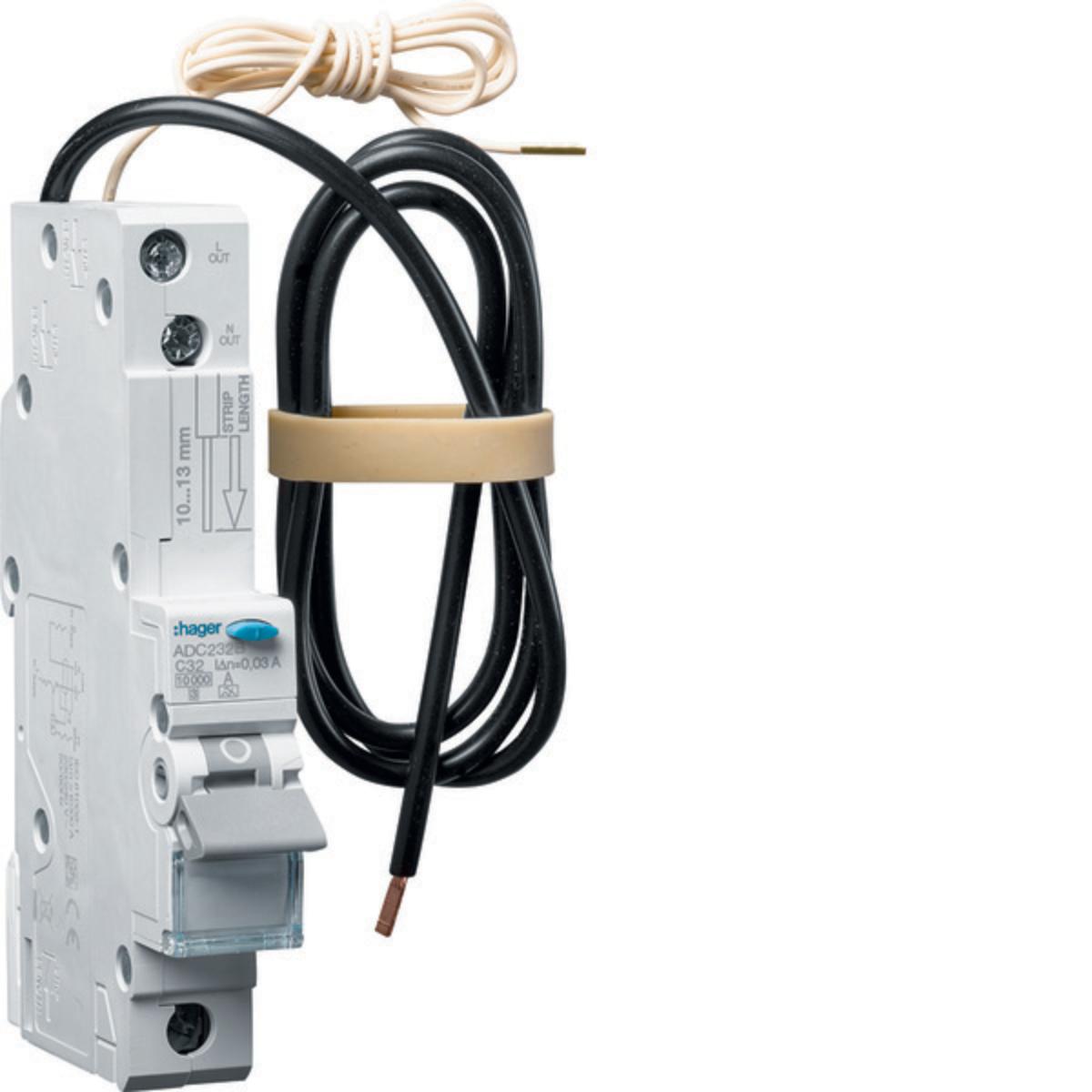 RCBO 1P 32A 10KA C CURVE 30MA CL A 1MOD