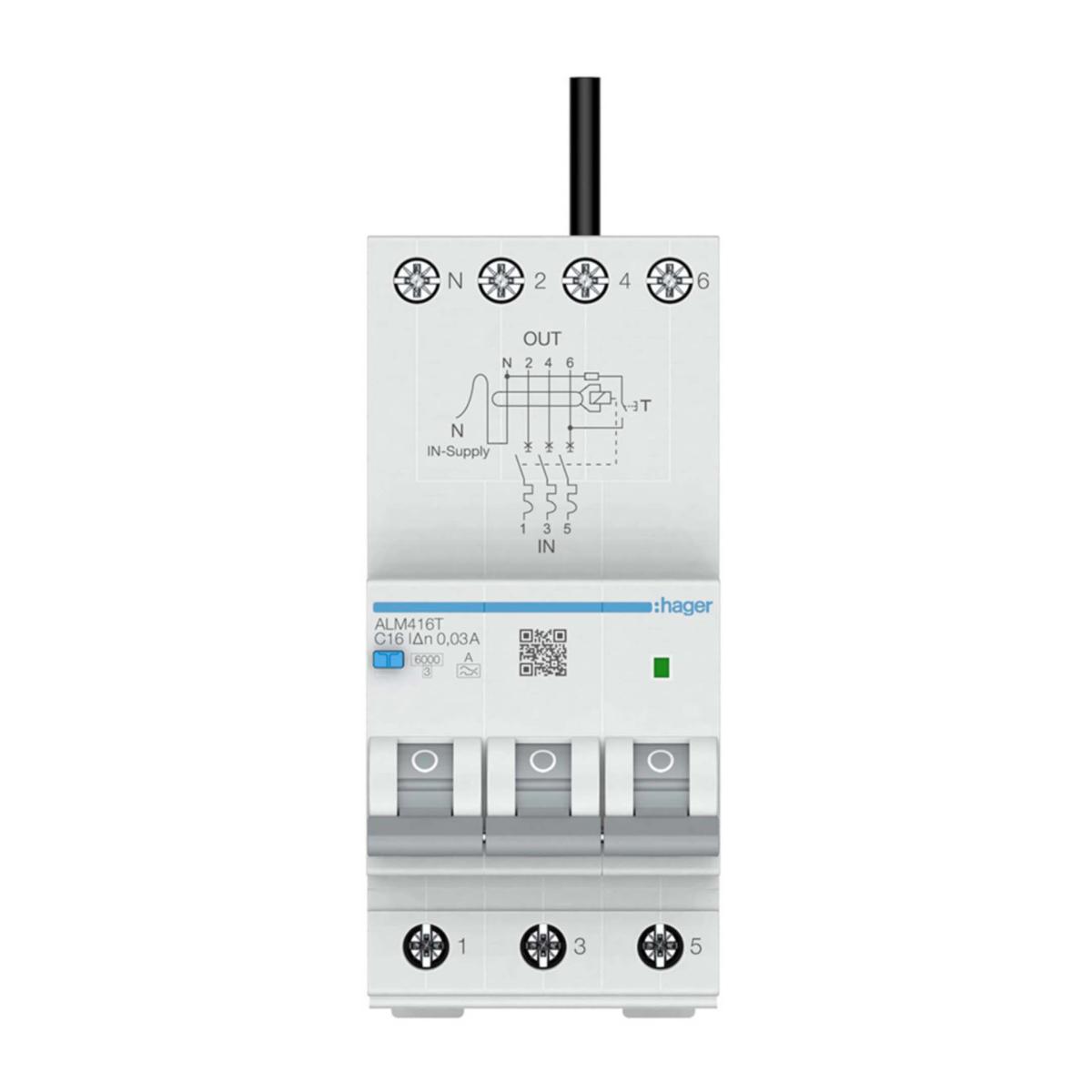 RCBO ELECTR 3P+N 6KA C-16A 30MA TYPE A