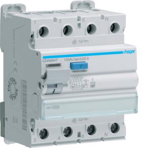 RCCB 4P 100A 30MA CLASS A 4 MODULE RCCB 4P 100A 30MA CLASS A 4 MODULE