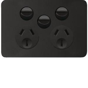 ALLURE DBL GPO + EXT SW 10A MATT BLACK ALLURE DBL GPO + EXT SW 10A MATT BLACK