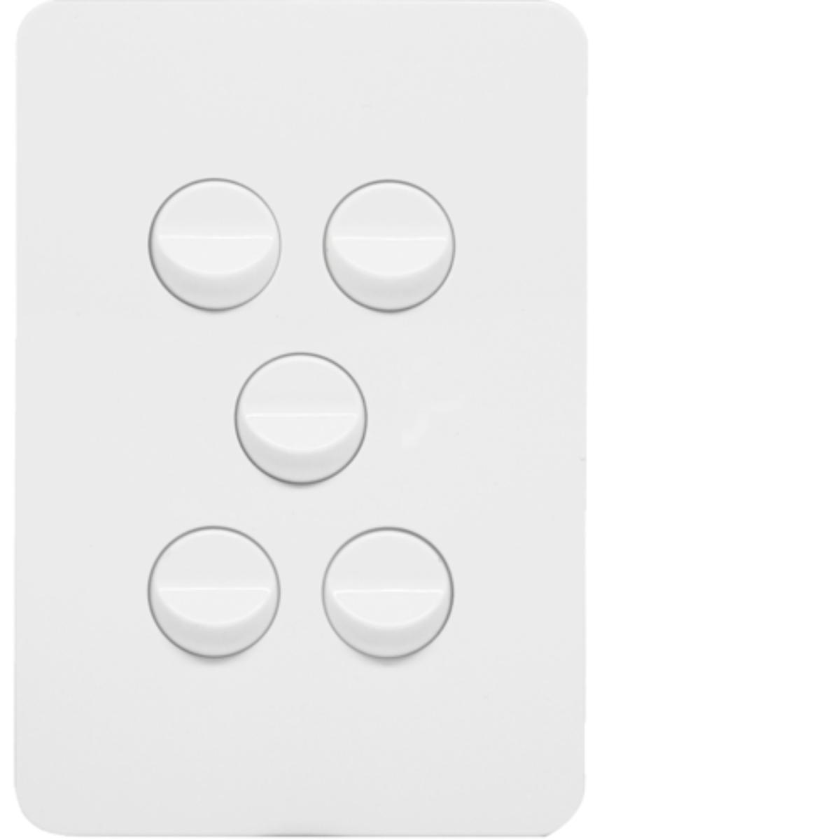 ALLURE 5 GANG SWITCH 16A 2WAY GLOSS WHT