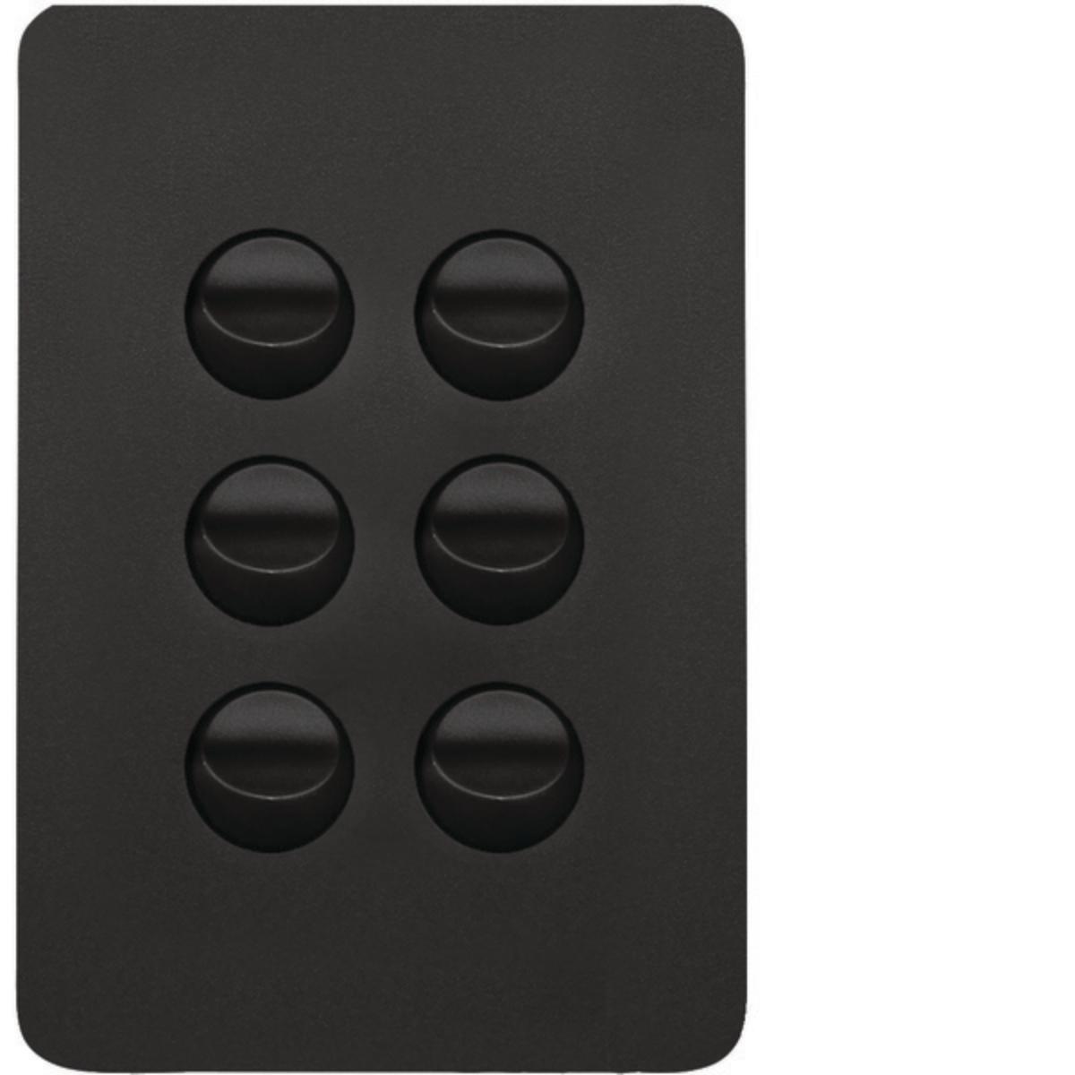 ALLURE 6 GANG SWITCH 16A 2WAY MATT BLACK