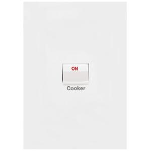 FINESSE COOKER SWITCH 40A D/P VERT M/WHT