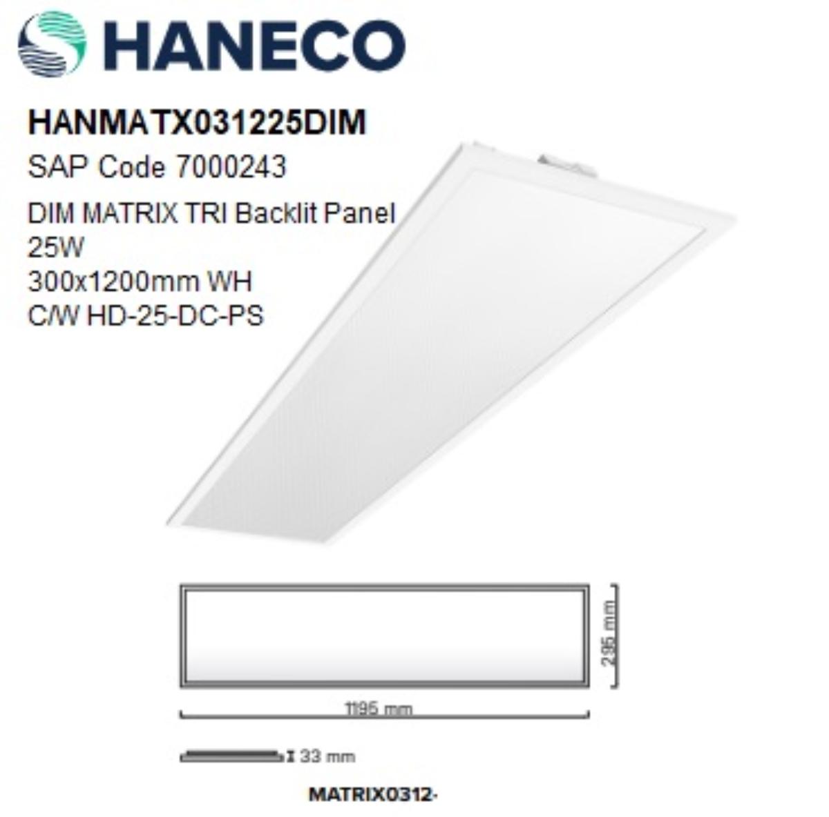 LED PANEL MATRIX DIM 25W CCT 1200X300