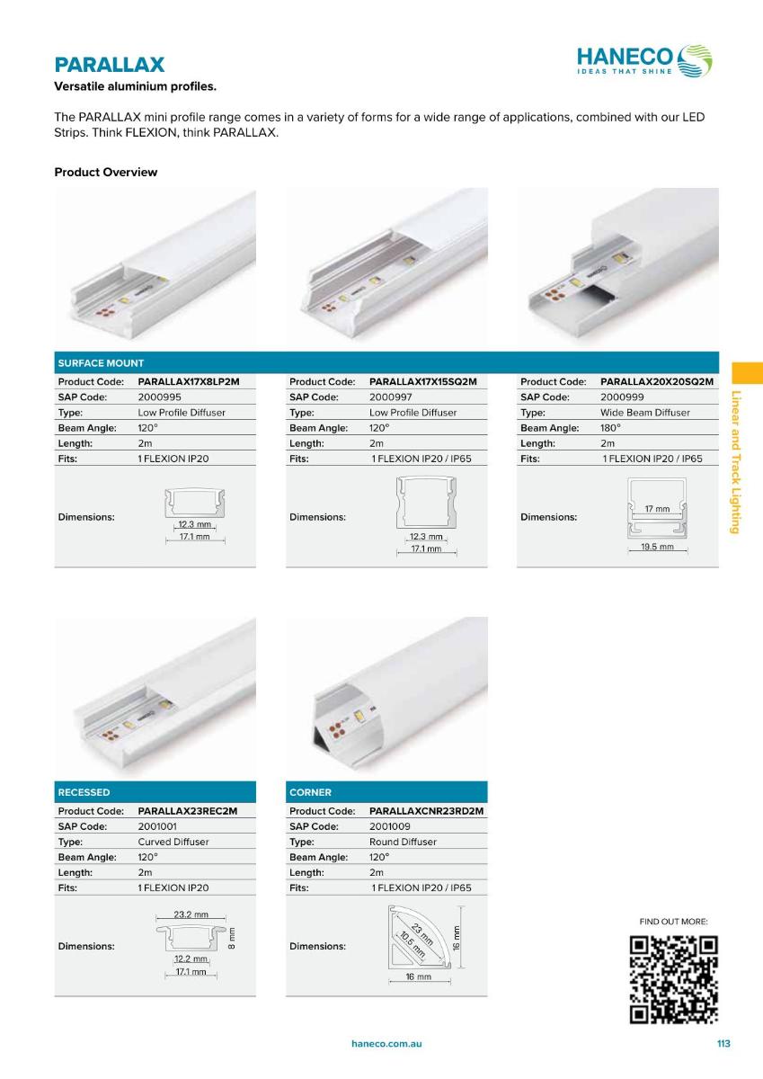 LED STRIP HOUSING PROFILE 17X8MM 2M