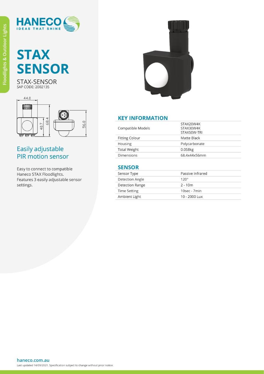 PIR SENSOR ONLY ADJUSTABLE WHITE