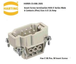 HARTING HAN INSERT MALE 6 PIN +E 16A SIZ HARTING HAN INSERT MALE 6 PIN +E 16A SIZ
