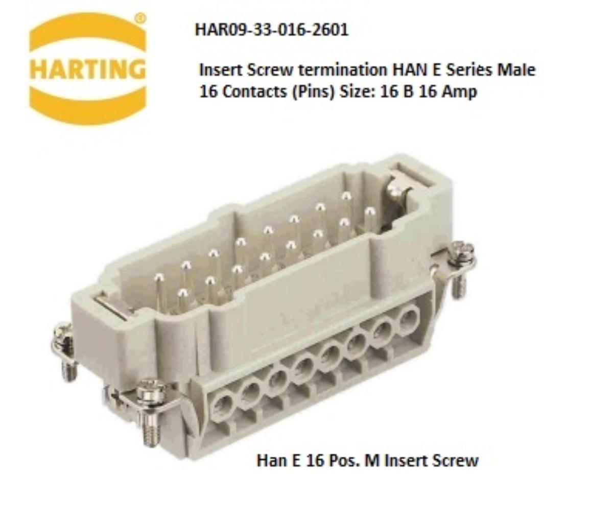 ELM 462640 HARTING HAN E 16 PIN+E MALE I
