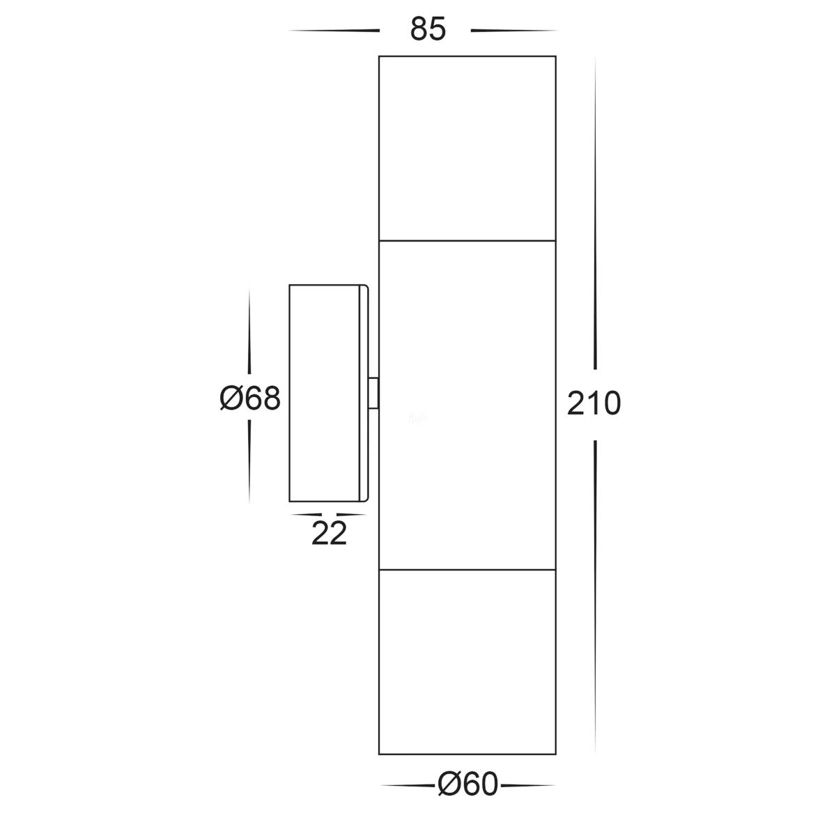 UP & DOWN WALL PILLAR LIGHT BRASS