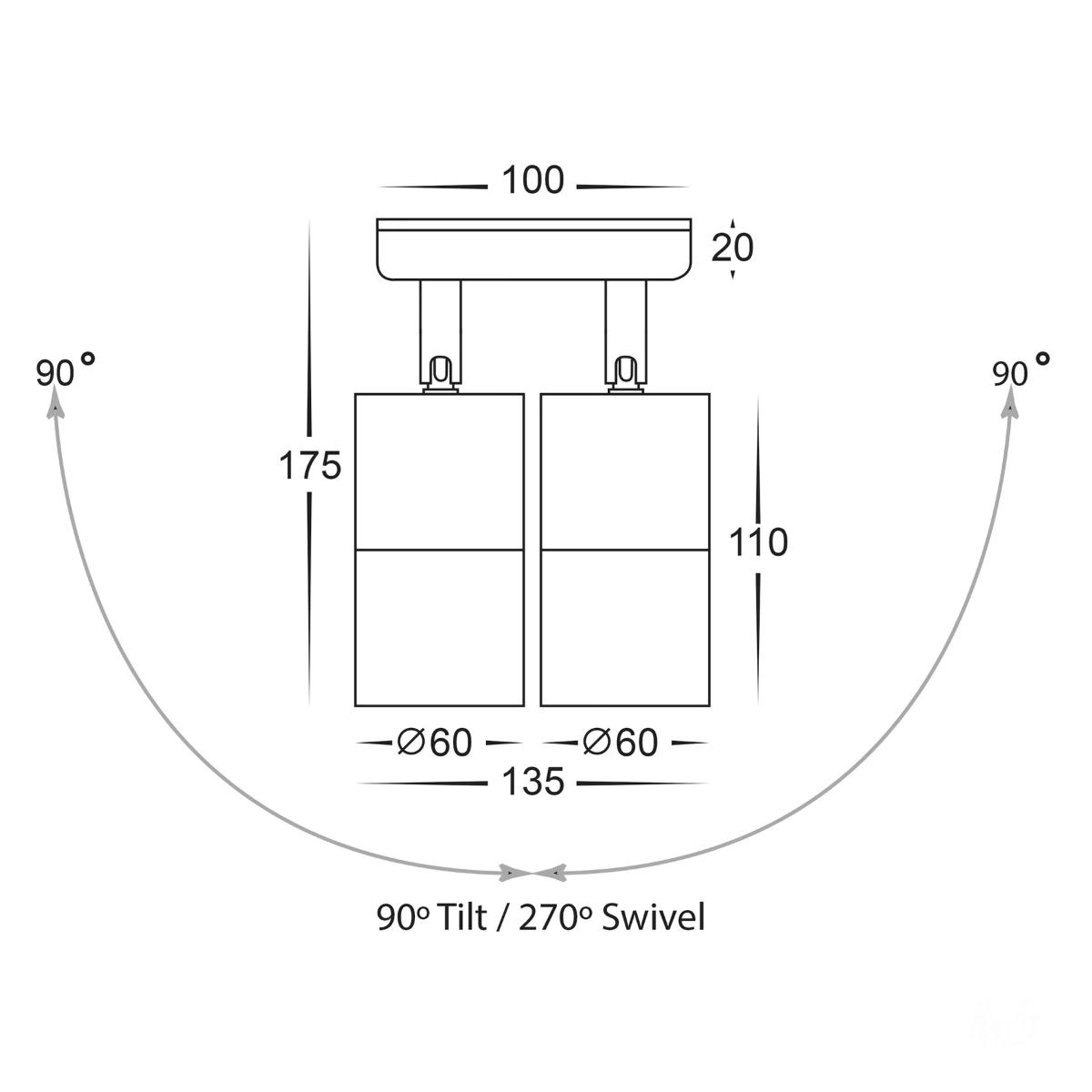 LED WALL LGT ADJ DBL TIVAH 2X5W CCT GU10