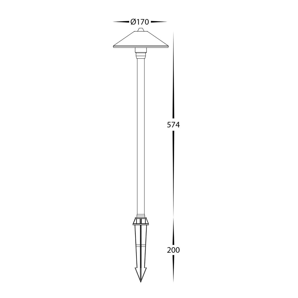 LED ADJ GDN SPIKE SGL 12VDC 3W 200MM BLK