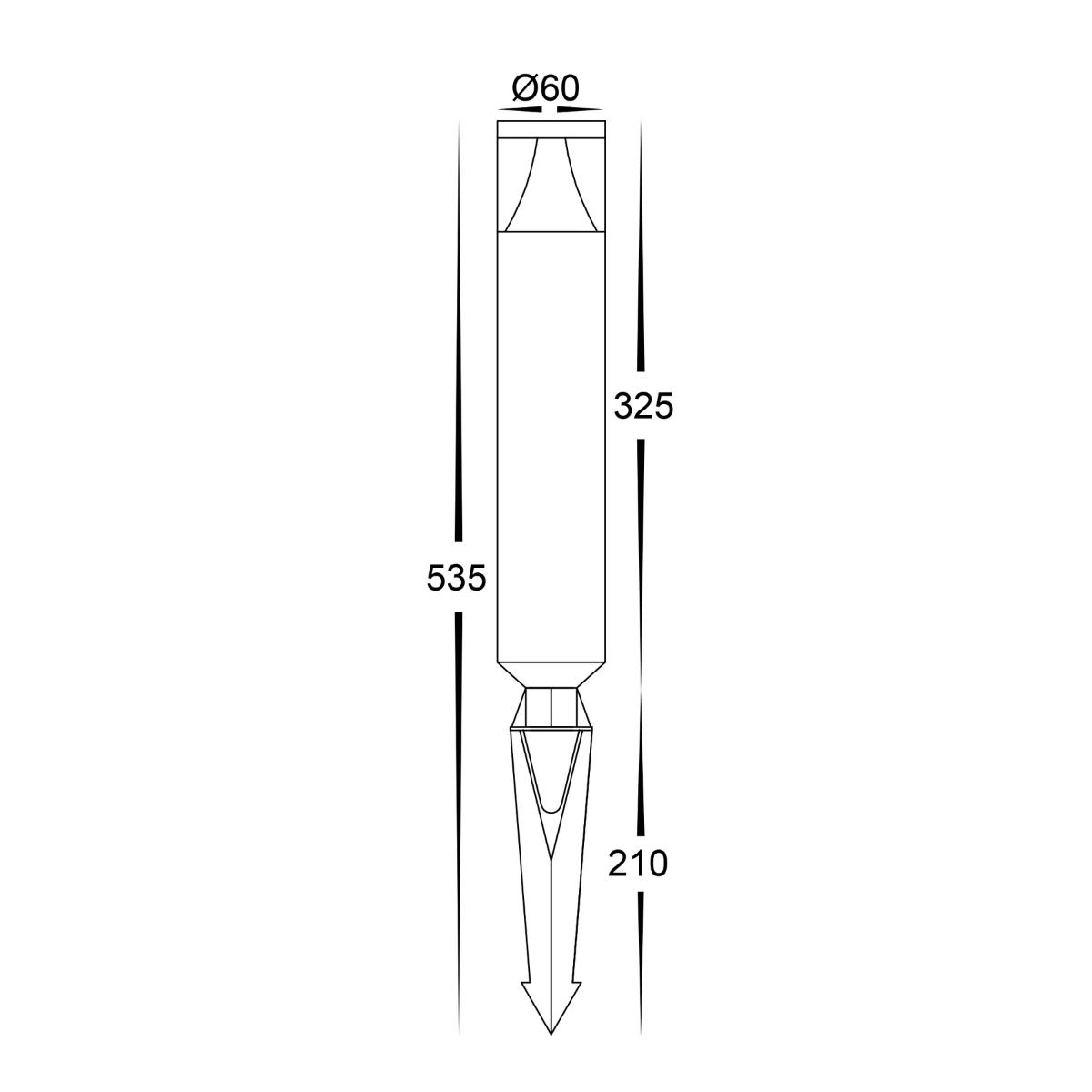 LED FIX GDN SPIKE SGL 12VDC 5W 210MM BLK