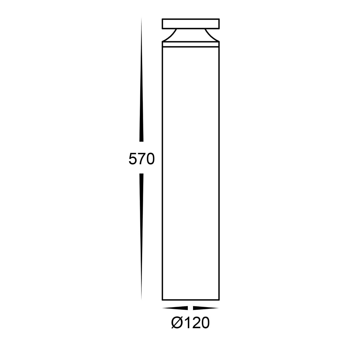 BOLLARD ALUM ROUND 24VDC CCT 570MM BLK