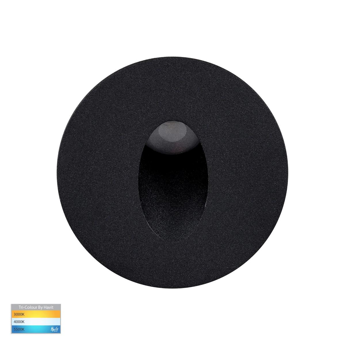 LED STEP LGT RECES REC RD 12VDC 1W BLK