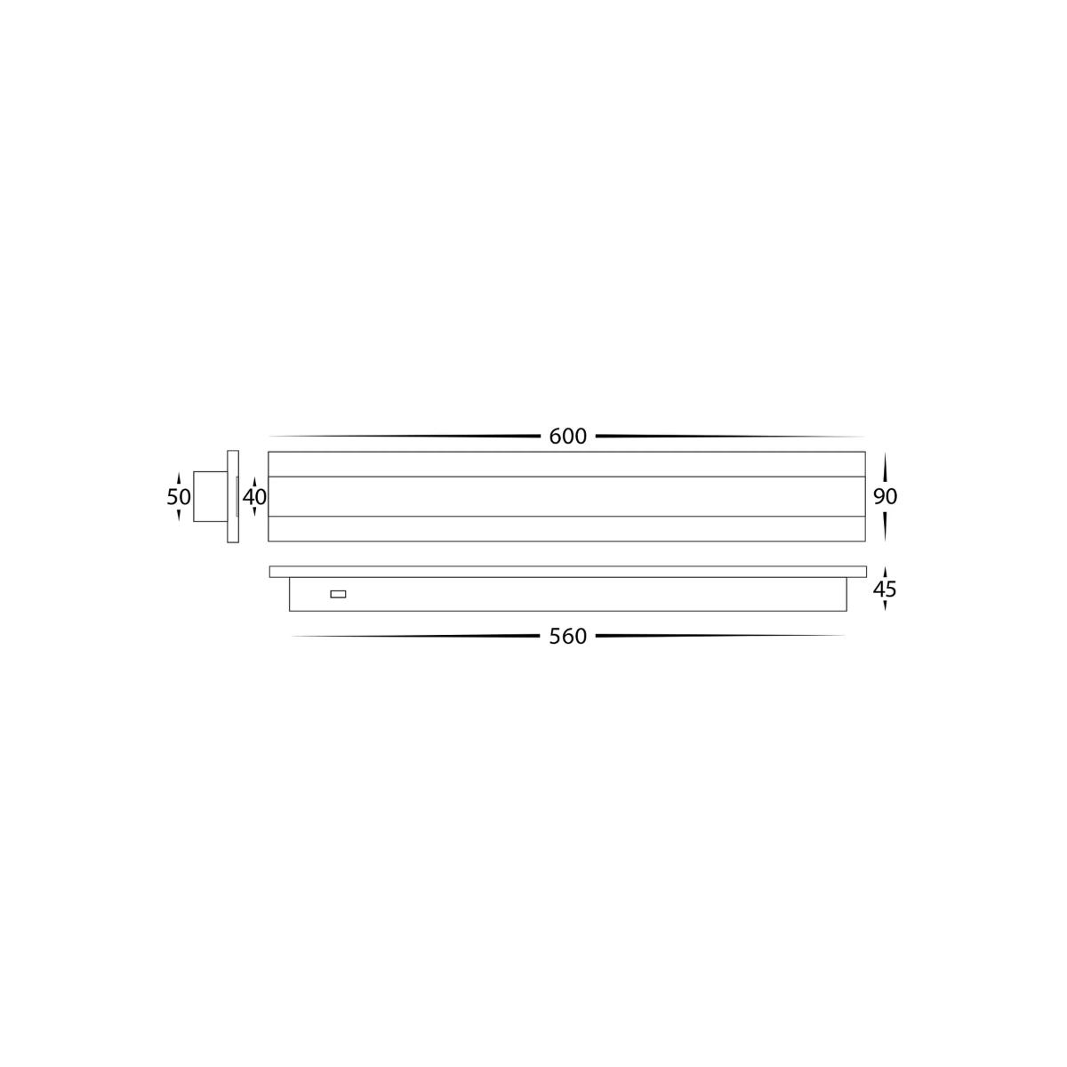 LED WALL LIGHT BARLINE S/M BLACK 600MM