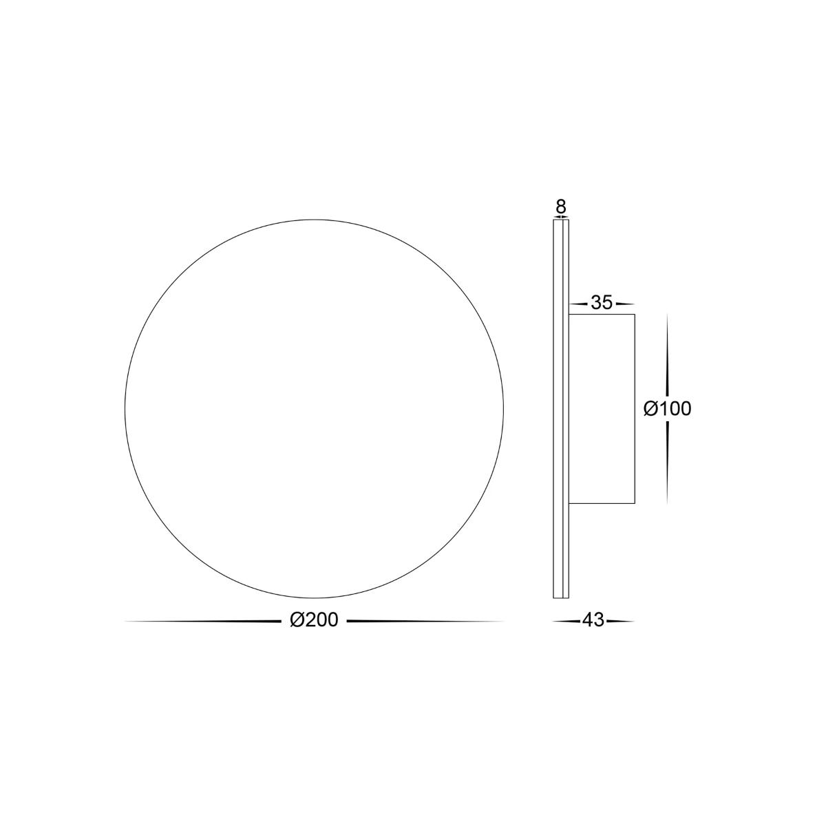 LED WALL LGT HALO 200MM RND S/M BLK CCT