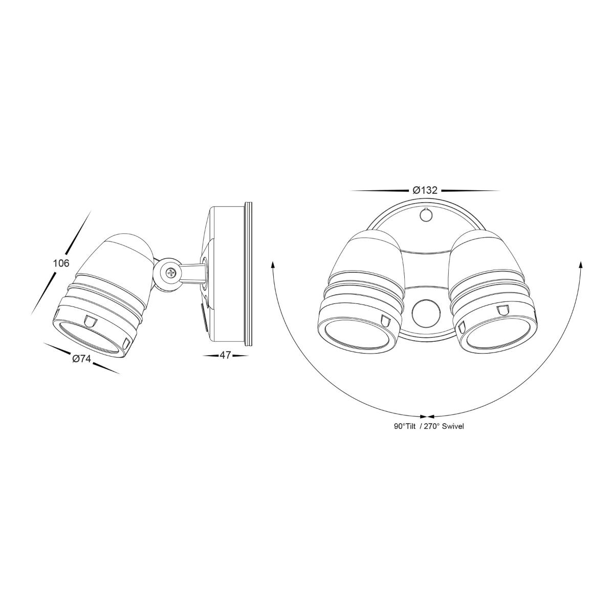 LED SENSOR LIGHT DBL FOCUS 2X15W CCT BK