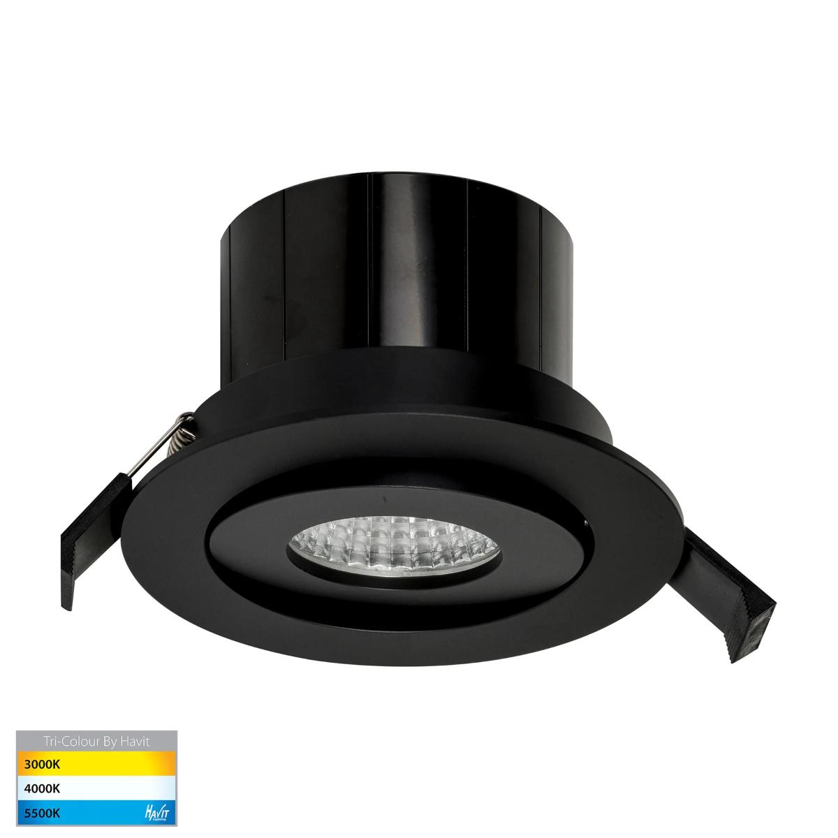 LED D/LIGHT TILT 12W CCT 90MM C/O BLACK