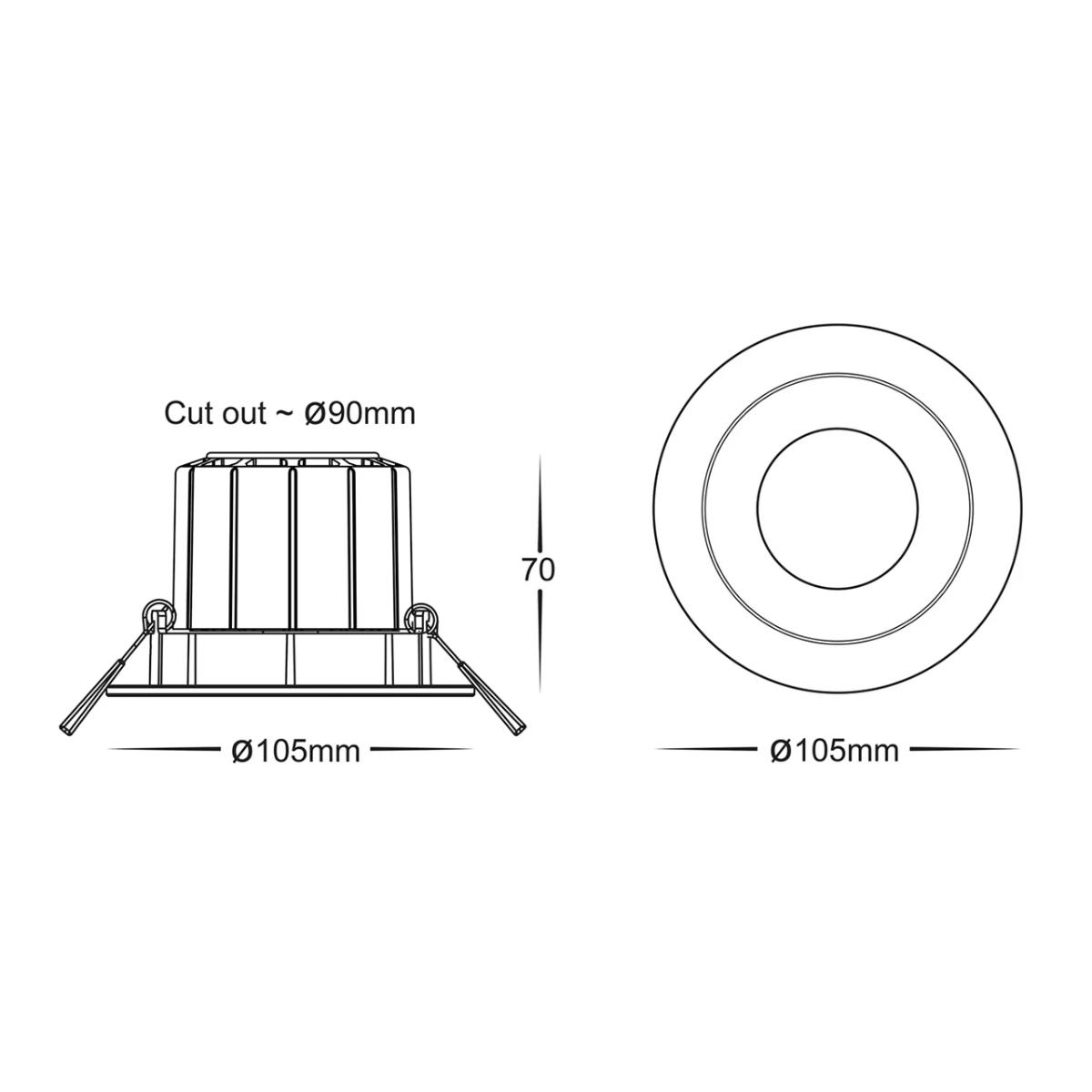 LED D/LIGHT TILT 12W CCT 90MM C/O BLACK