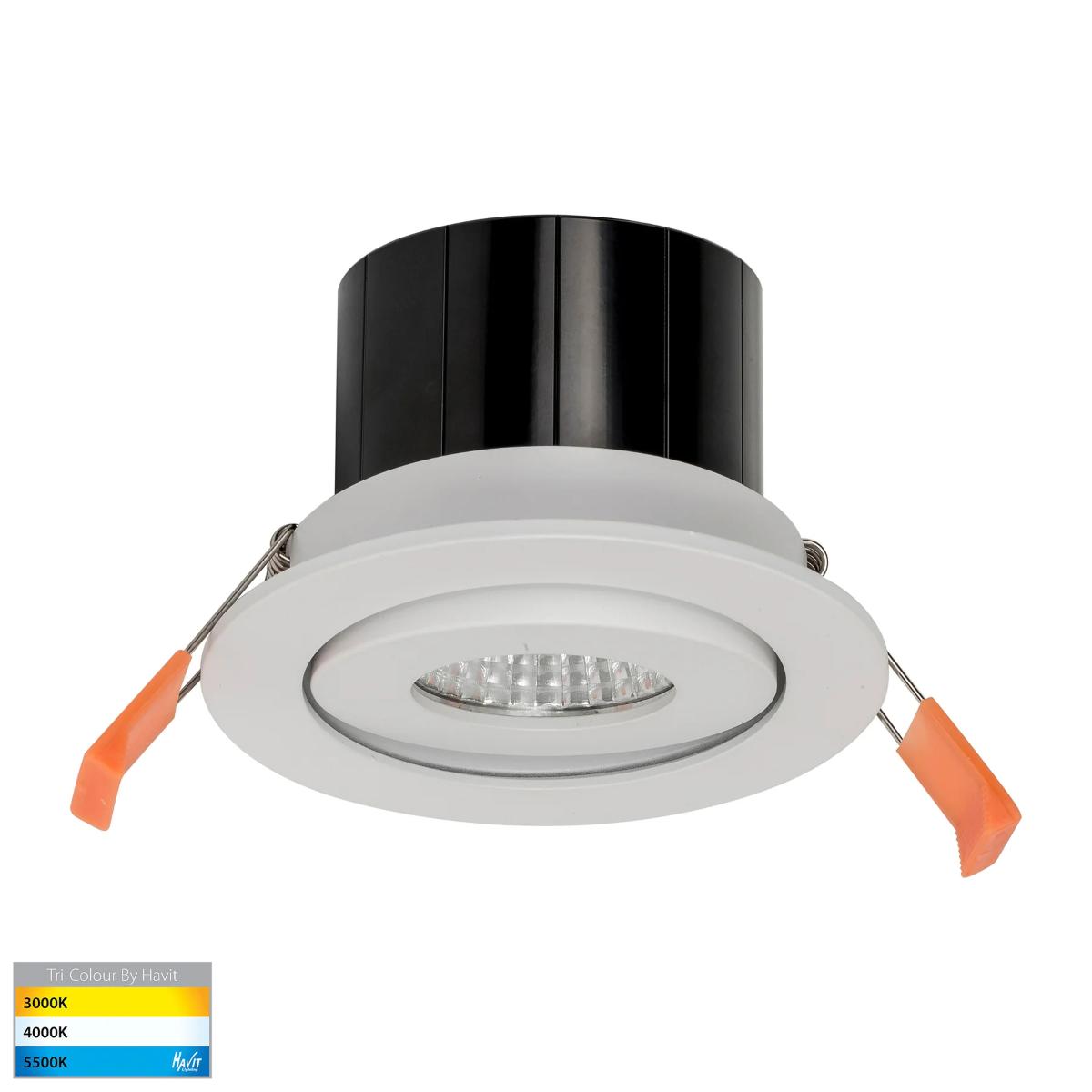 LED D/LIGHT TILT 12W CCT 90MM C/O WHITE