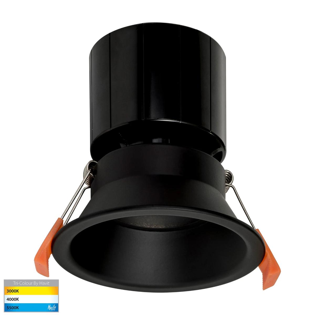 LED D/LIGHT FIXED 12W CCT 90MM C/O BLACK