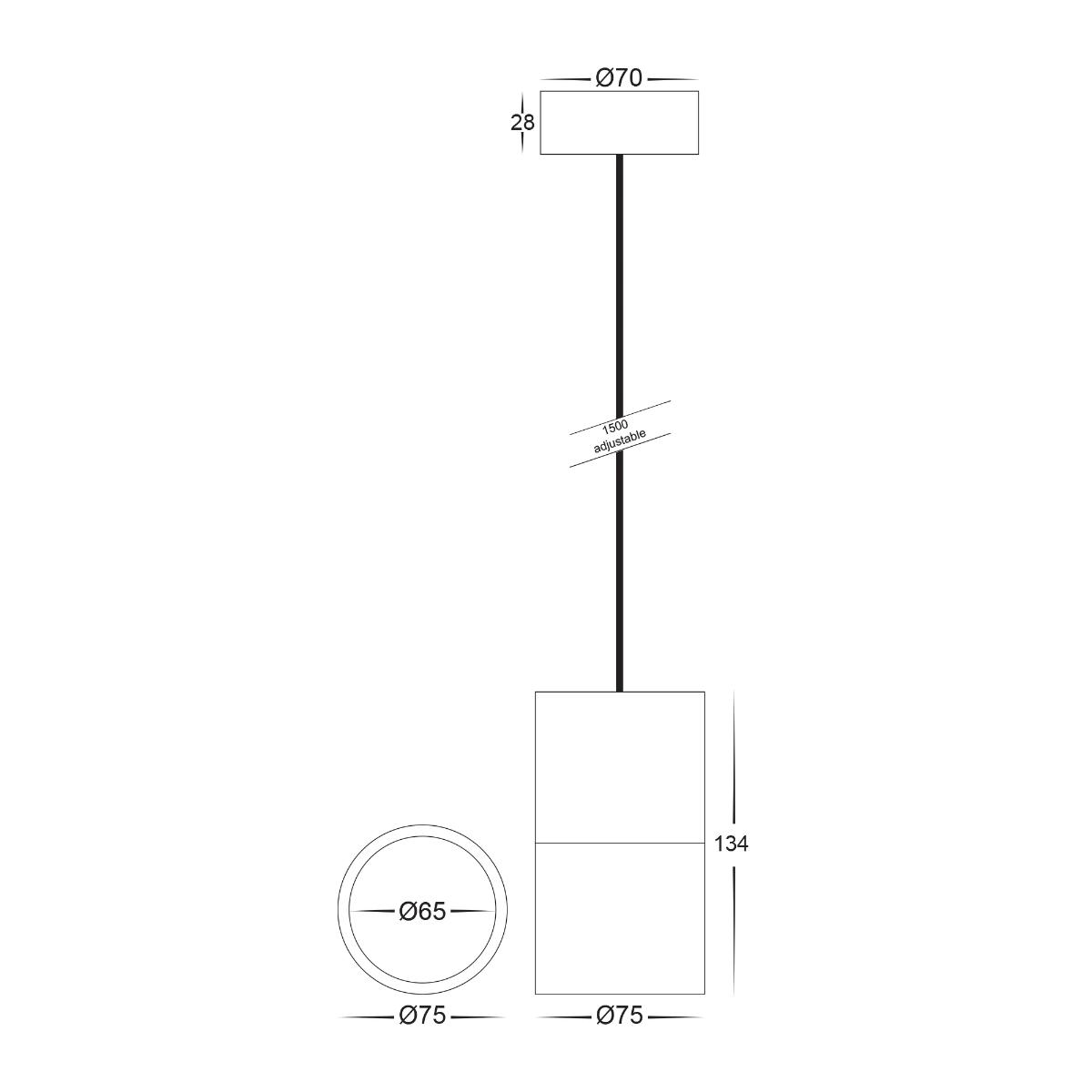 LED SINGLE PENDANT ROUND 7W CCT BLACK