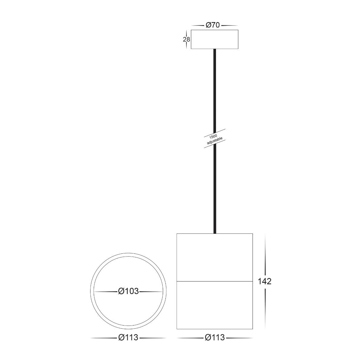 LED SINGLE PENDANT ROUND 12W CCT BLACK