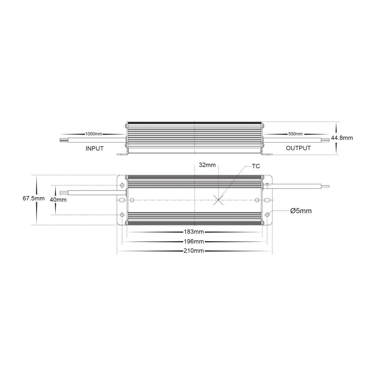 LED DRIVER W/P 240V/12VDC 100W IP66