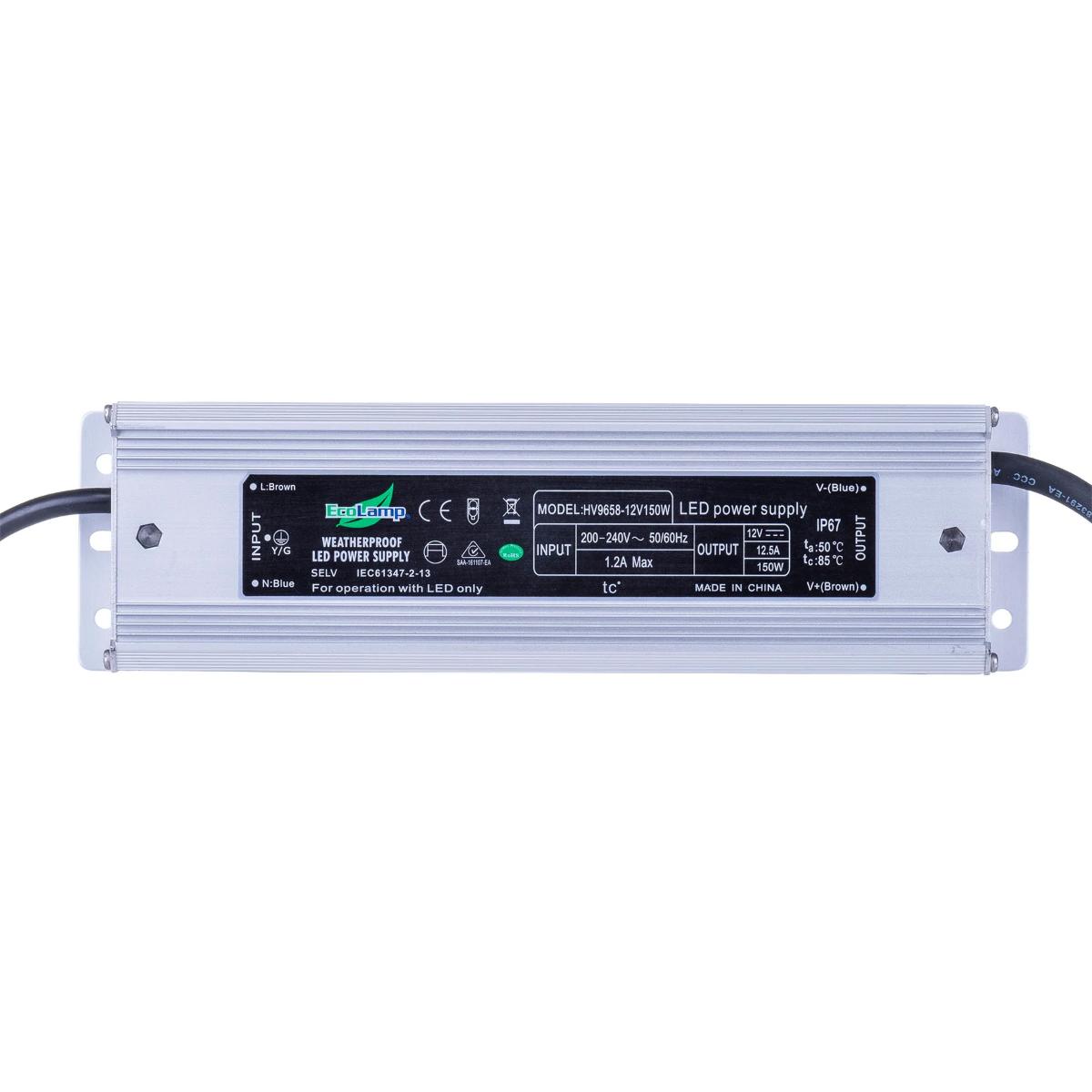 LED DRIVER W/P 240V/12VDC 150W IP66