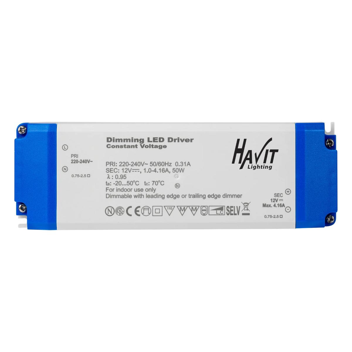 TRIAC DIMM LED DRIVER 12VDC 50W IP20