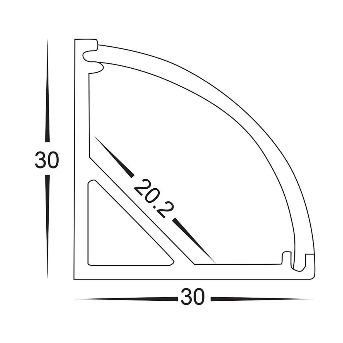 ALUM PROFILE 90D CORNER 30X30 PER M