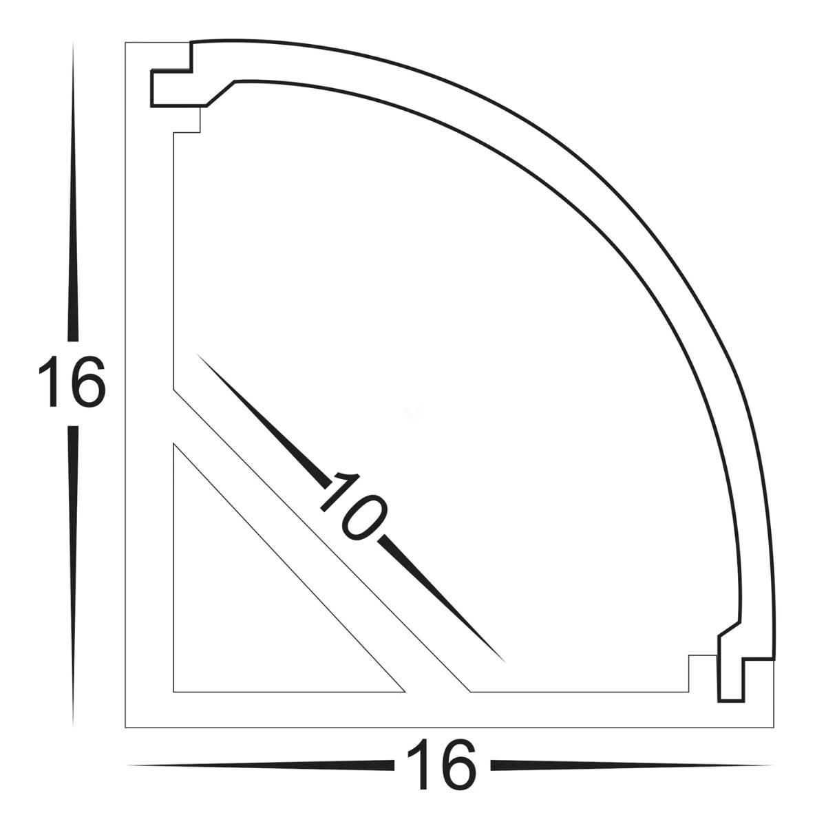 WHITE PROFILE 90D CORNER 16X16 3MTR